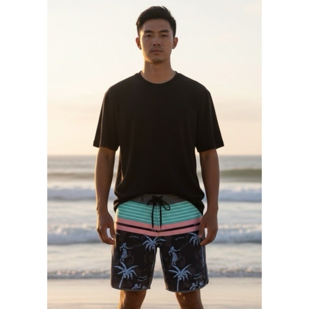Hurley Phantom Men's 36 Boardshorts NEW Aloha Twist Hula Girl 18" Gray